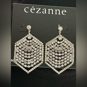 Cezanne Silver Crystal Rhinestone Statement Earrings